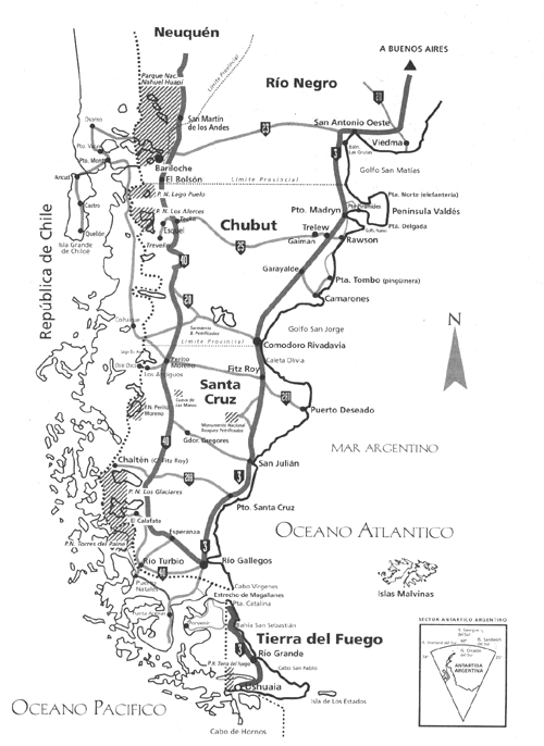 Mapa de la Patagonia Argentina